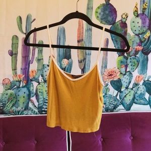 Small mustard crop tank top